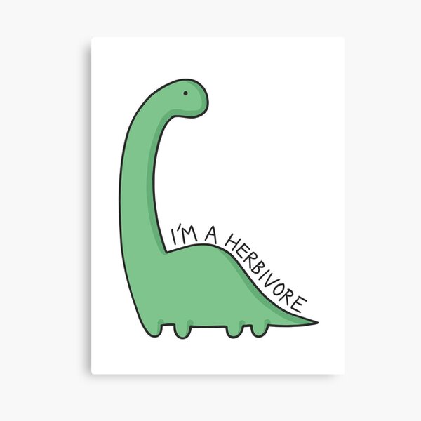'I'm a Herbivore' Dinosaur Illustration Canvas Print