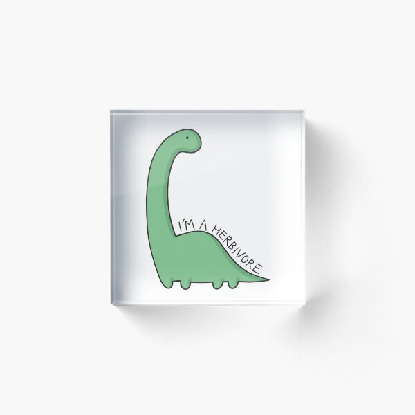 'I'm a Herbivore' Dinosaur Illustration Acrylic Block