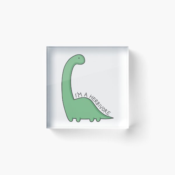 'I'm a Herbivore' Dinosaur Illustration Acrylic Block