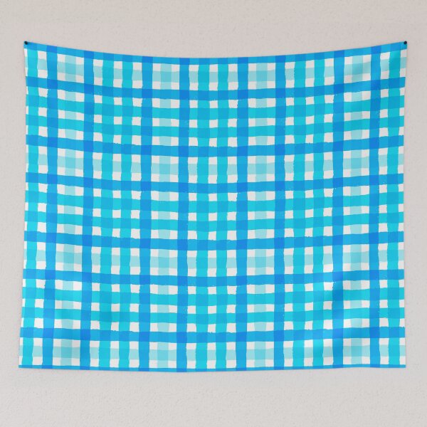 Item preview, Stripe Pattern Gingham Blue Brush Strokes designed and sold by amovitania.