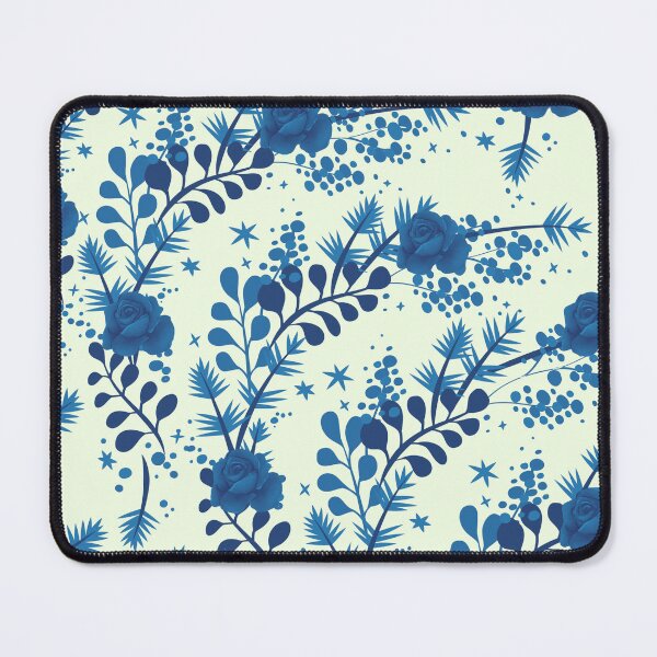 Item preview, Retro Blue Rose Flower Pattern on Mint designed and sold by GraphicsClub.
