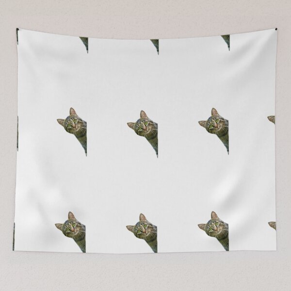 Item preview, close-up of cat hed coming out through a hole in a white paper, isolated designed and sold by paolboa.
