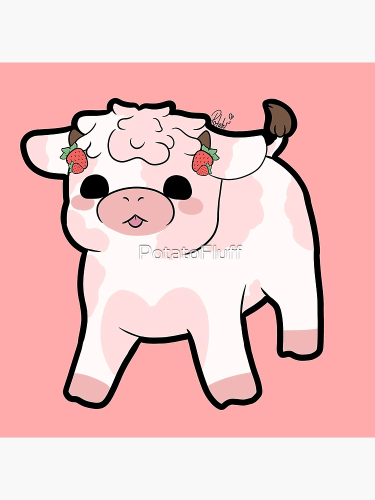 Strawberry Cow kawaii Art Board Print for Sale by MayBK