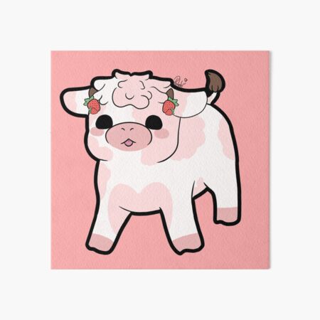 Strawberry Cow kawaii Art Board Print for Sale by MayBK