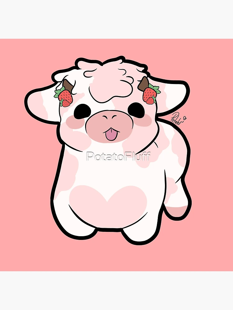 Strawberry Cow kawaii Art Board Print for Sale by MayBK