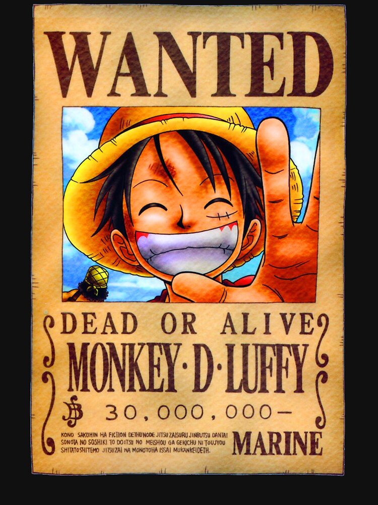 Luffy 30 Million Bounty Wanted Poster Classic T-Shirt sold by Rook ...