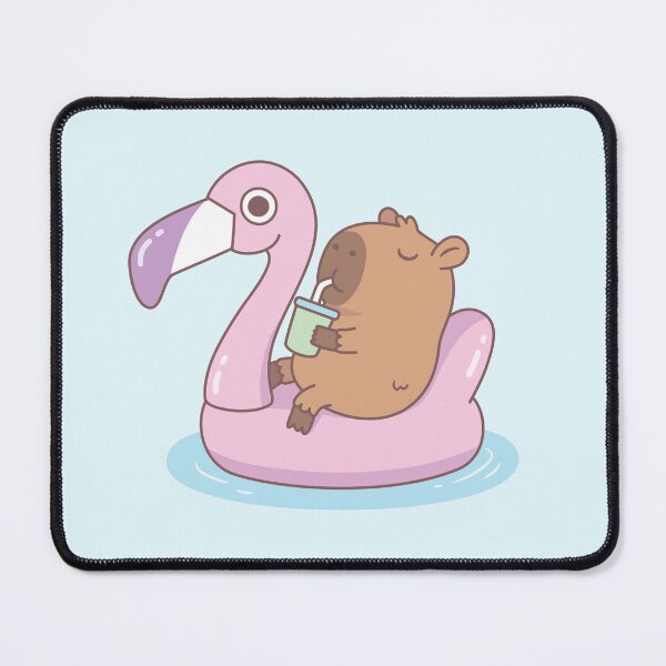 Item preview, Cute Capybara Chilling On Pink Flamingo Pool Float designed and sold by rustydoodle.