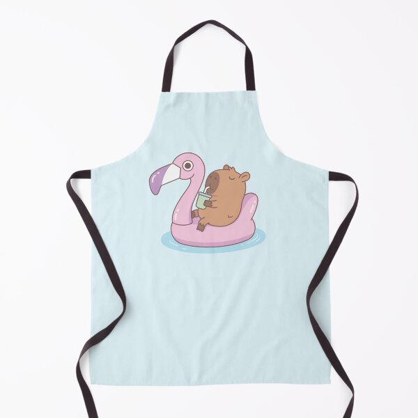 Item preview, Cute Capybara Chilling On Pink Flamingo Pool Float designed and sold by rustydoodle.