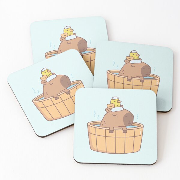 Item preview, Cute Capybara and Bird Relaxing in Hot Bath Spa Soak designed and sold by rustydoodle.