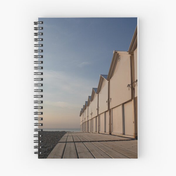 Item preview, Sunset over the white beach huts and pebble beach of Le Tréport in France designed and sold by PausePapote.
