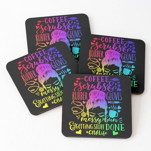 Item preview, Coffee Scrubs Rubber Gloves Messy Bun Nurse CNA Life designed and sold by GouwensRick.