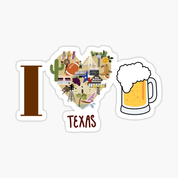 I Love Texas Beer tee Sticker