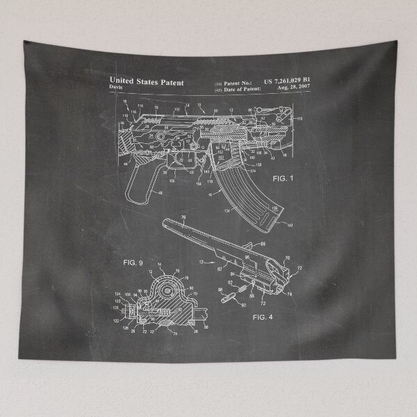 Item preview, Ak-47 Rifle Patent - Ak-47 Firing Mechanism Art - Black Chalkboard designed and sold by patentpress.