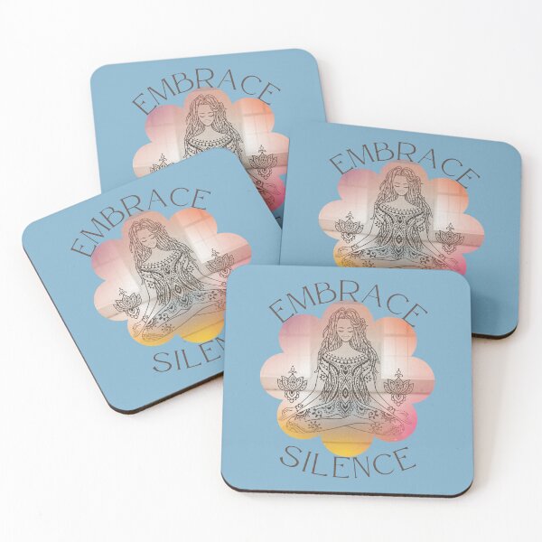 Item preview, Embrace Silence Yoga with Line Drawing Art Girl in Yoga Easy Pose designed and sold by tranquilbeach.