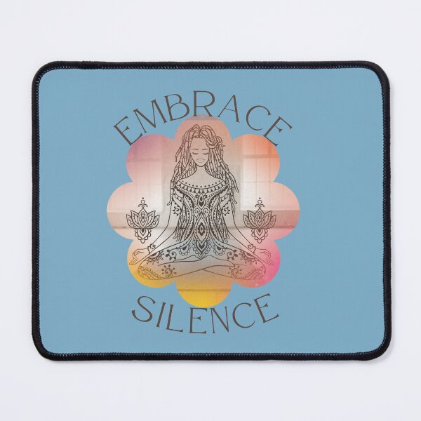 Item preview, Embrace Silence Yoga with Line Drawing Art Girl in Yoga Easy Pose designed and sold by tranquilbeach.