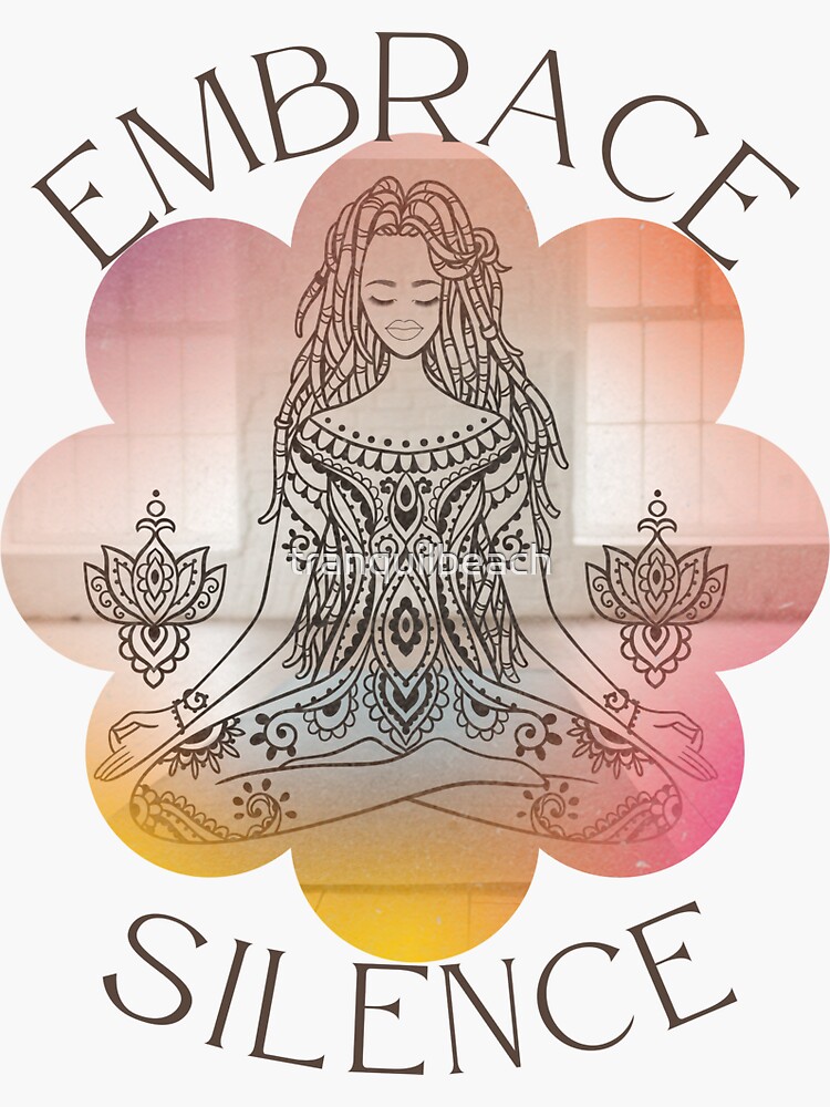 Embrace Silence Yoga With Line Drawing Art Girl In Yoga Easy Pose