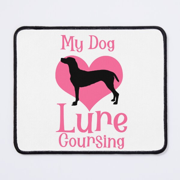 Item preview, RETRO MY DOG  LOVES LURE COURSING - LURE COURSING HEART IN BLACK AND PINK designed and sold by Iskybibblle.