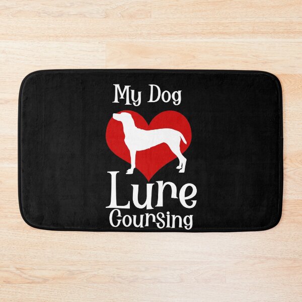 Item preview, RETRO MY DOG  LOVES LURE COURSING - LURE COURSING HEART IN WHITE AND RED  designed and sold by Iskybibblle.