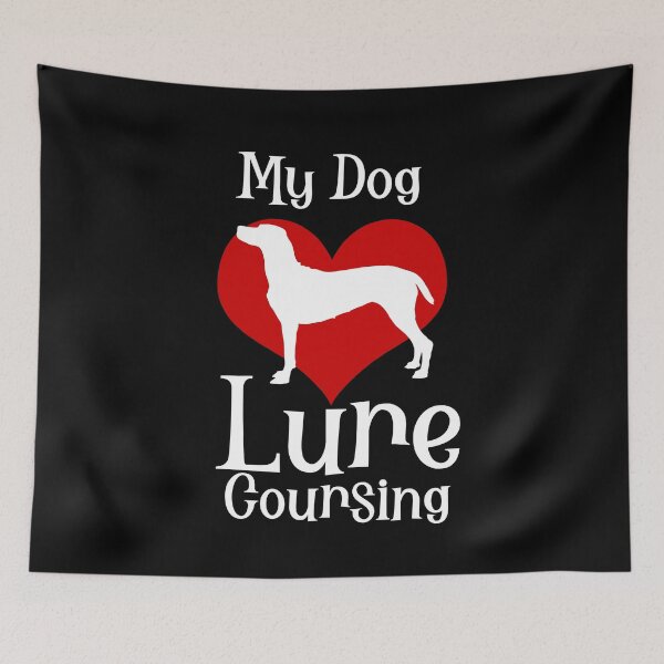 Item preview, RETRO MY DOG  LOVES LURE COURSING - LURE COURSING HEART IN WHITE AND RED  designed and sold by Iskybibblle.