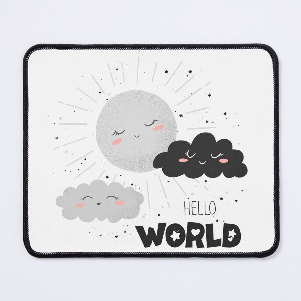Item preview, Cute cartoon sun, clouds and lettering Hello world designed and sold by DarianaArt.