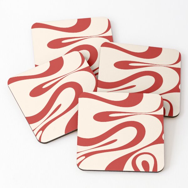 Item preview, Mellow Flow Retro Abstract Pattern in Red and Almond Cream designed and sold by kierkegaard.