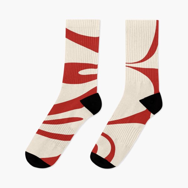 Item preview, Mellow Flow Retro Abstract Pattern in Red and Almond Cream designed and sold by kierkegaard.