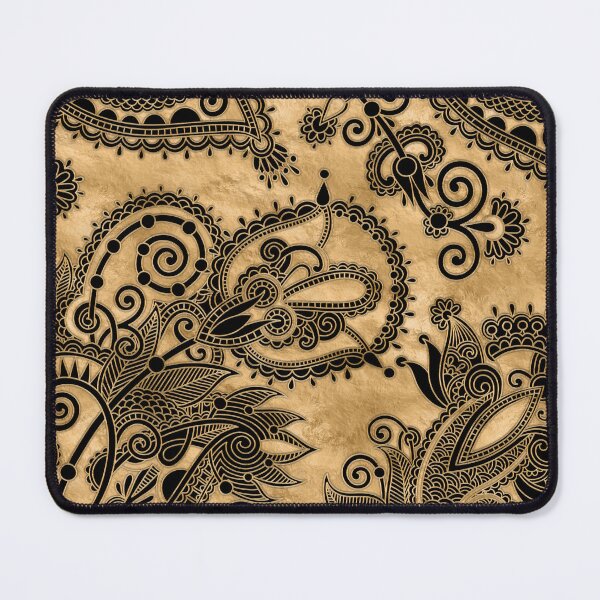 Item preview, Paisley Floral  Ornament - Black andPastel Gold designed and sold by k9printart.