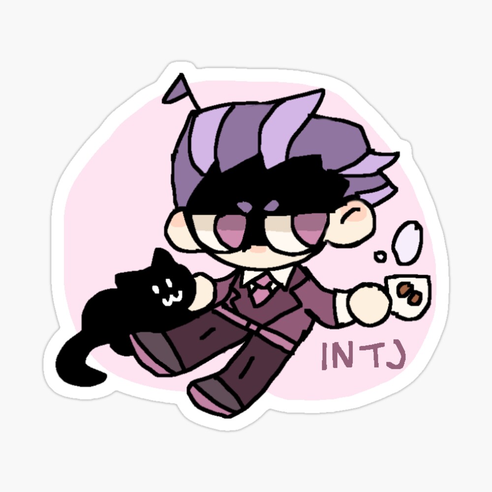 INTJ Girl B/W 4x6 Thermal Sticker - Kawaii Anime Chibi - MBTI