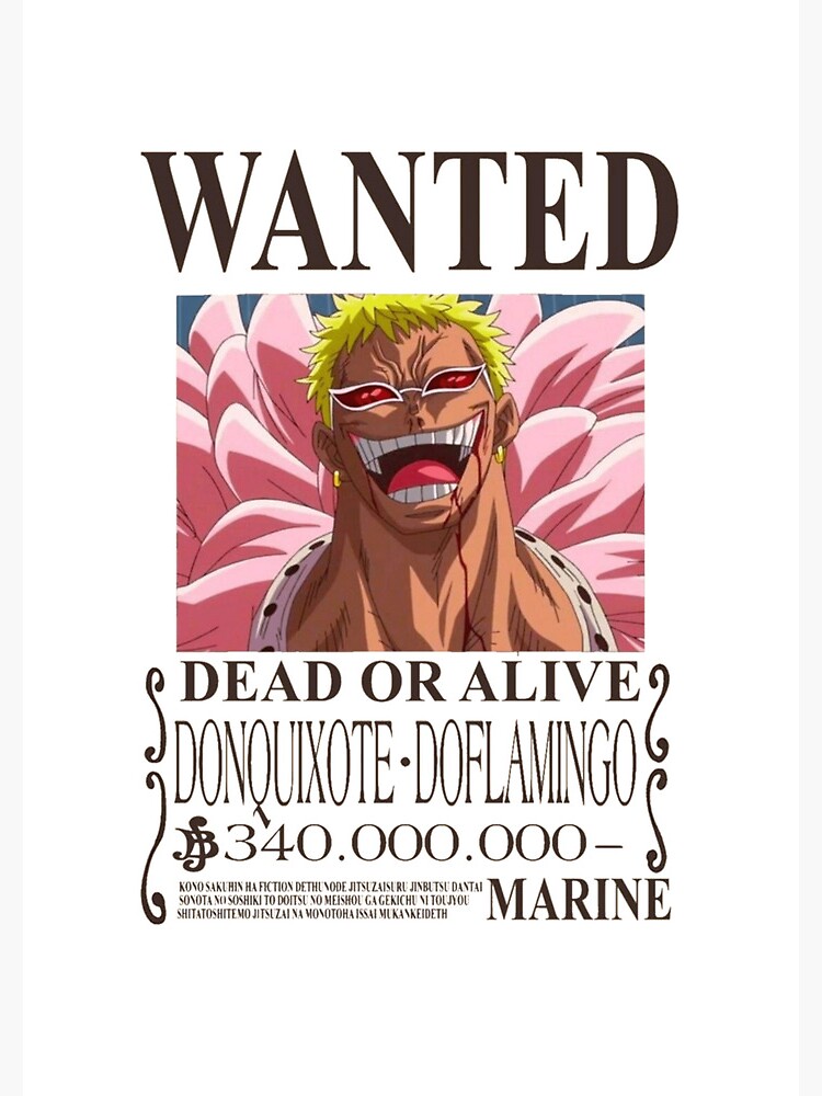 "One Piece Wanted bounty poster Donquixote Doflamingo png Essential T