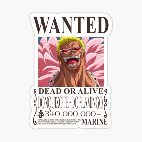 "One Piece Wanted bounty poster Donquixote Doflamingo png Essential T