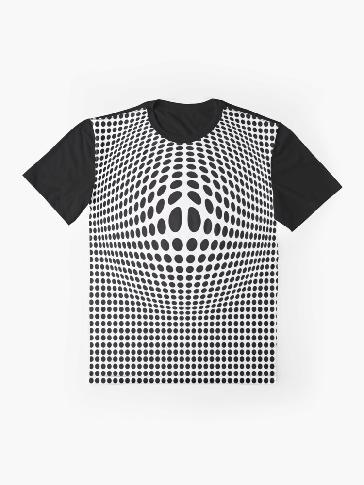 Black And White Circles Op Art Optical Illusion Retro Graphic Victor Vasarely Style T Shirt