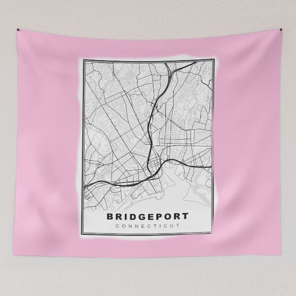 Item preview, Minimalist Pastel Pink Bridgeport Map designed and sold by Tamas Das.