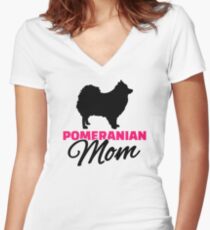 Pomeranian Mom Women's Fitted V-Neck T-Shirt