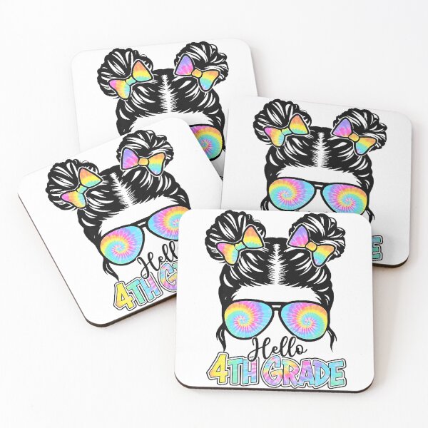 Item preview, Hello 4th Grade Messy Bun Girls Tie Dye Back To School designed and sold by ImkeAhrens.