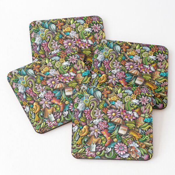 Item preview, Beautiful Spring Flowers Cartoon Doodle - Colourful Nature Floral Plants designed and sold by The Patootoos.