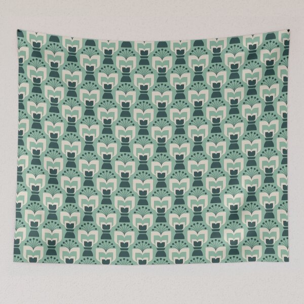 Item preview, 0953 - abstract retro flowers, blue designed and sold by RouCouCou.