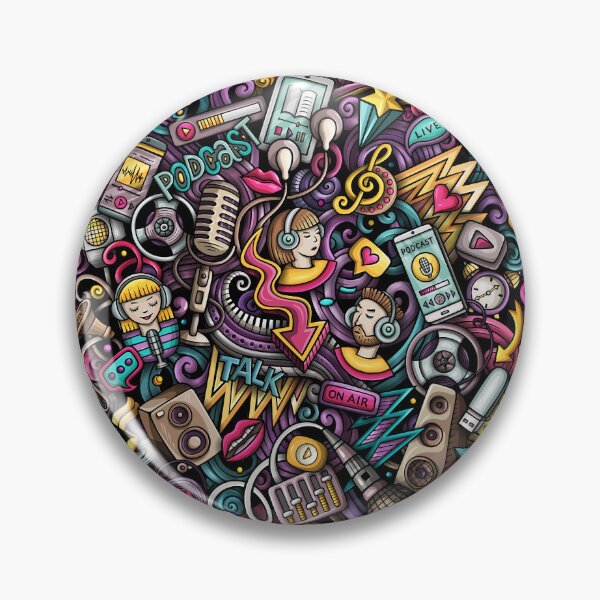Item preview, Audio Podcaster Doodle Art - Colourful mic radio multimedia designed and sold by The Patootoos.