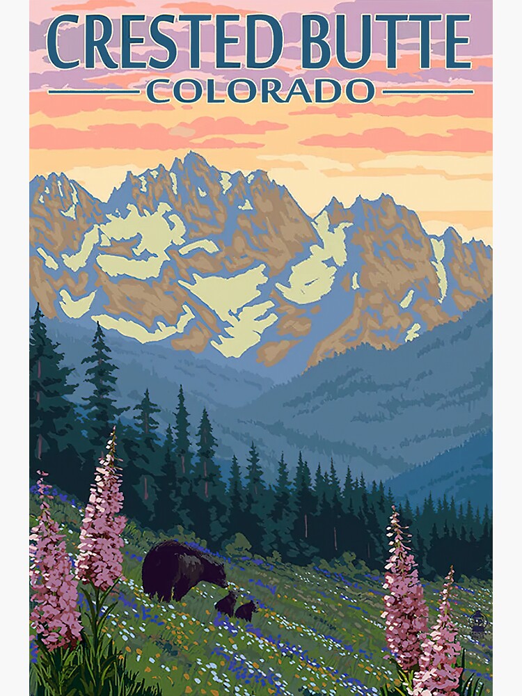 "Crested Butte, Bear And Cubs Flowers" Sticker for Sale by Rafael