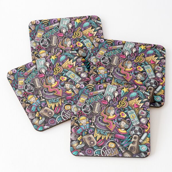 Item preview, Audio Podcaster Doodle Art - Colourful mic radio multimedia designed and sold by The Patootoos.
