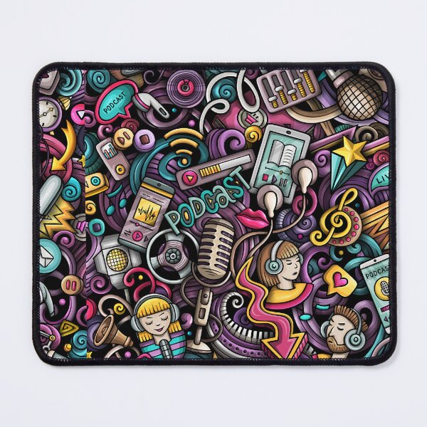 Item preview, Audio Podcaster Doodle Art - Colourful mic radio multimedia designed and sold by The Patootoos.