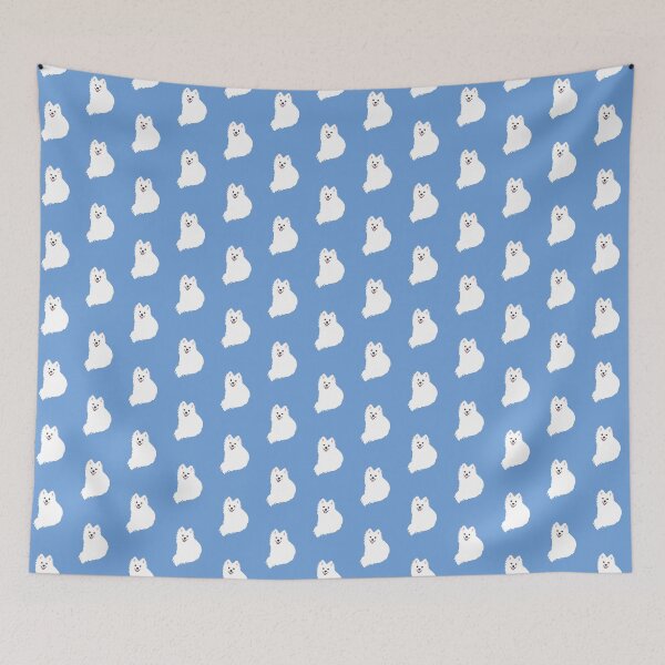 Item preview, Fluffy White Puppy Dog Clouds - Sky Blue Spitz/Pomeranian designed and sold by kamahachi.
