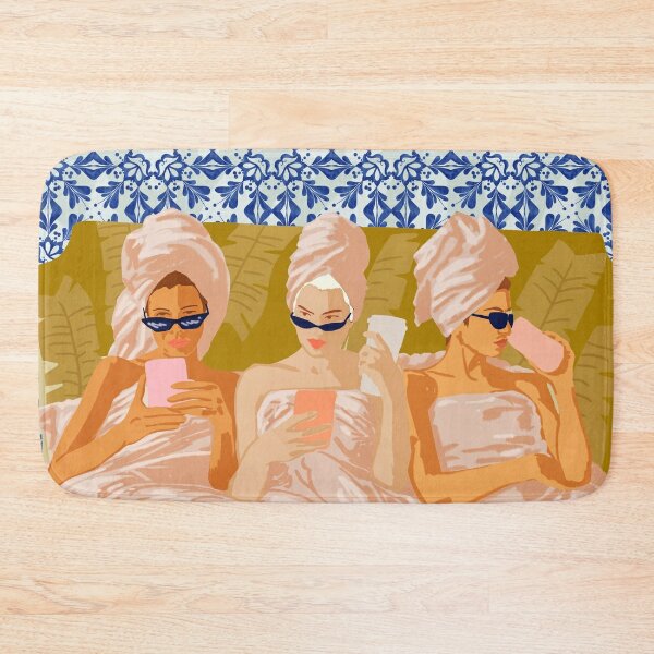Ladies-Only Club | Girl Talk Slumber Party BFF | Bohemian Feminism Independent Moroccan Women Bath Mat