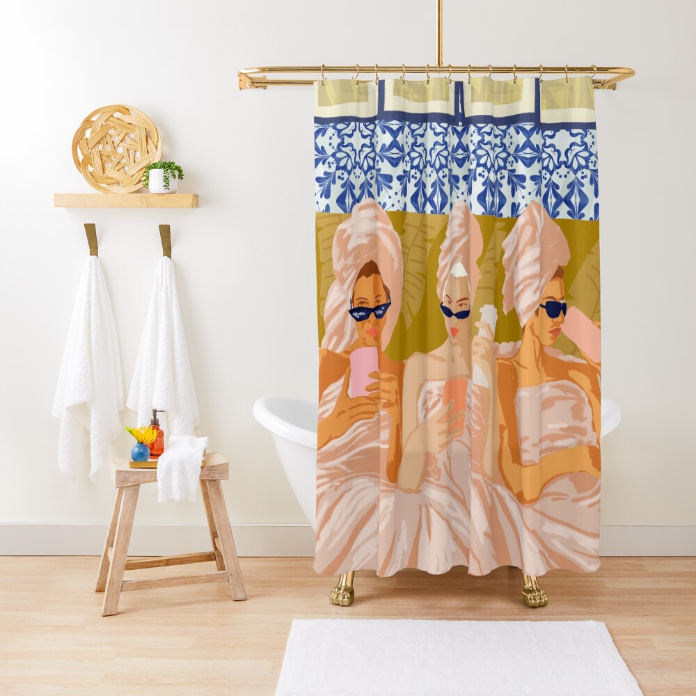 Ladies-Only Club | Girl Talk Slumber Party BFF | Bohemian Feminism Independent Moroccan Women Shower Curtain