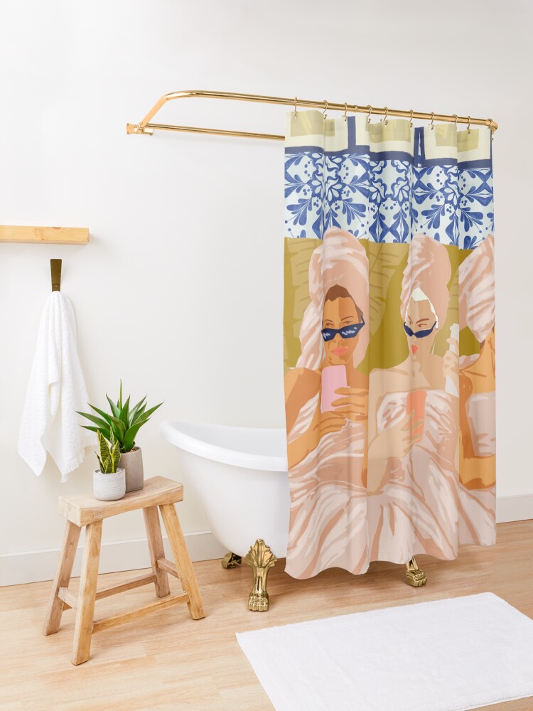 Alternate view of Ladies-Only Club | Girl Talk Slumber Party BFF | Bohemian Feminism Independent Moroccan Women Shower Curtain