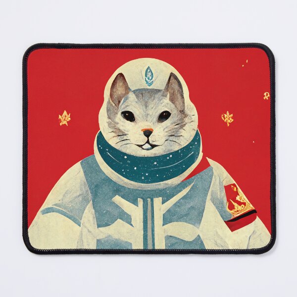 Item preview, Cat / Ferret Cosmonaut in Soviet Propaganda Style designed and sold by laika-et-al.