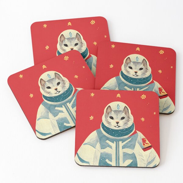Item preview, Cat / Ferret Cosmonaut in Soviet Propaganda Style designed and sold by laika-et-al.