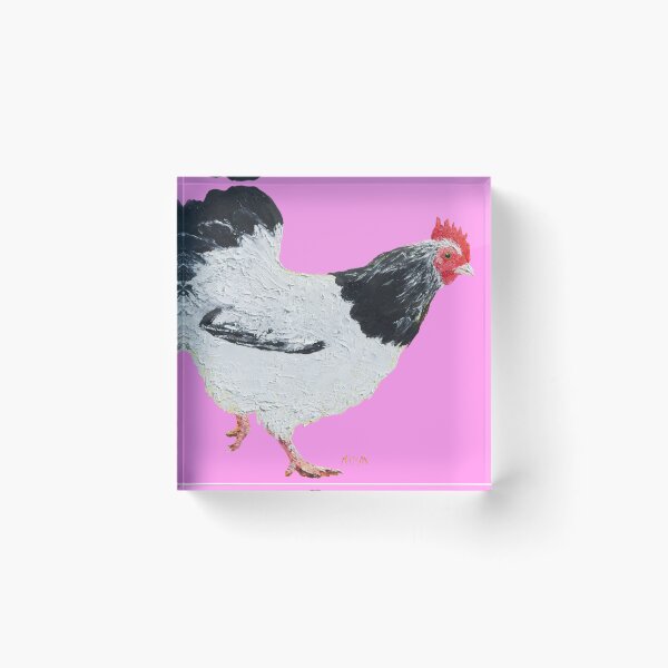Item preview, Hen painting on pink background designed and sold by MatsonArtDesign.