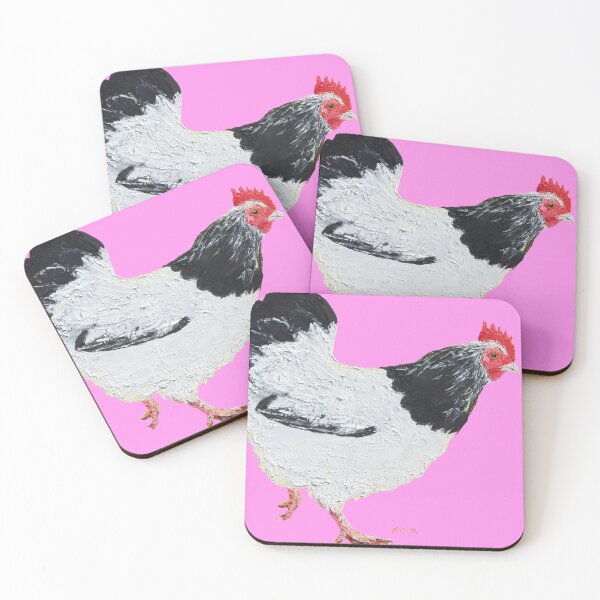 Item preview, Hen painting on pink background designed and sold by MatsonArtDesign.