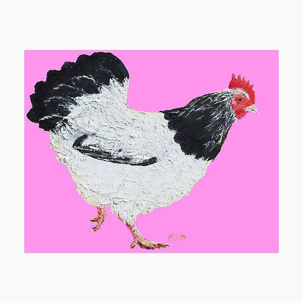 Item preview, Hen painting on pink background designed and sold by MatsonArtDesign.