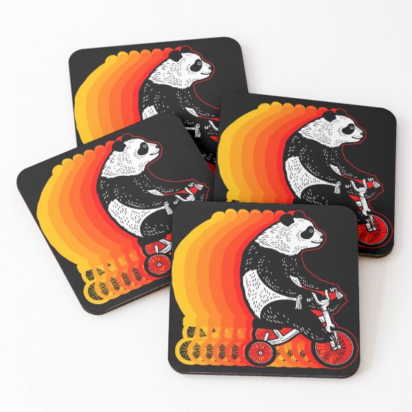 Item preview, Panda bear rides bicycle with bright red shadow behind  designed and sold by IronicEmpire.